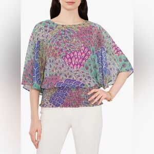 Chaus Dolman Sleeve Smocked Blouse